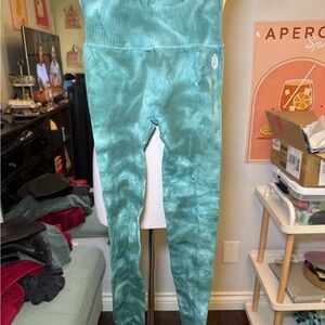 FP Movement by Free People Green Ribbed Knit Fabric